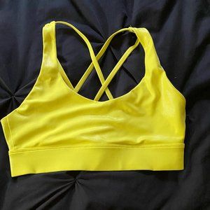 Zyia Neon Yellow Metallic Light n Tight Sports Bra (M)